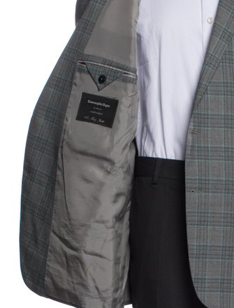 Zegna Wool Plaid Print Blazer