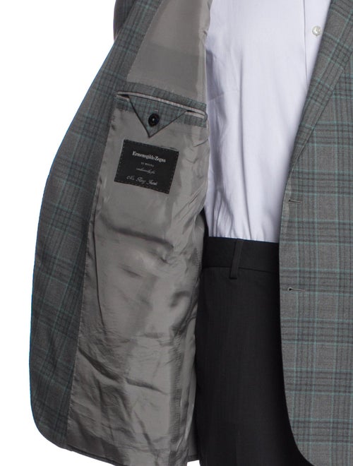 Zegna Wool Plaid Print Blazer