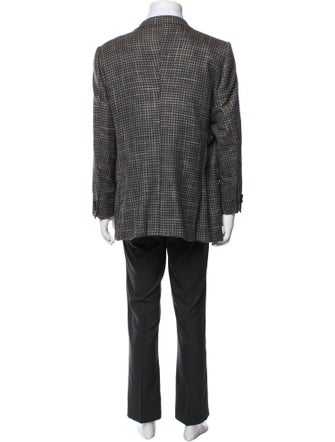 Zegna Wool Houndstooth Print Blazer