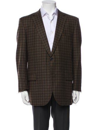Zegna Wool Plaid Print Blazer
