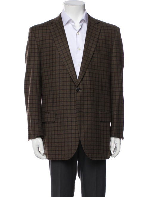 Zegna Wool Plaid Print Blazer