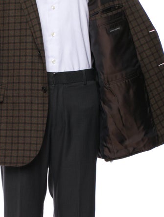 Zegna Wool Plaid Print Blazer