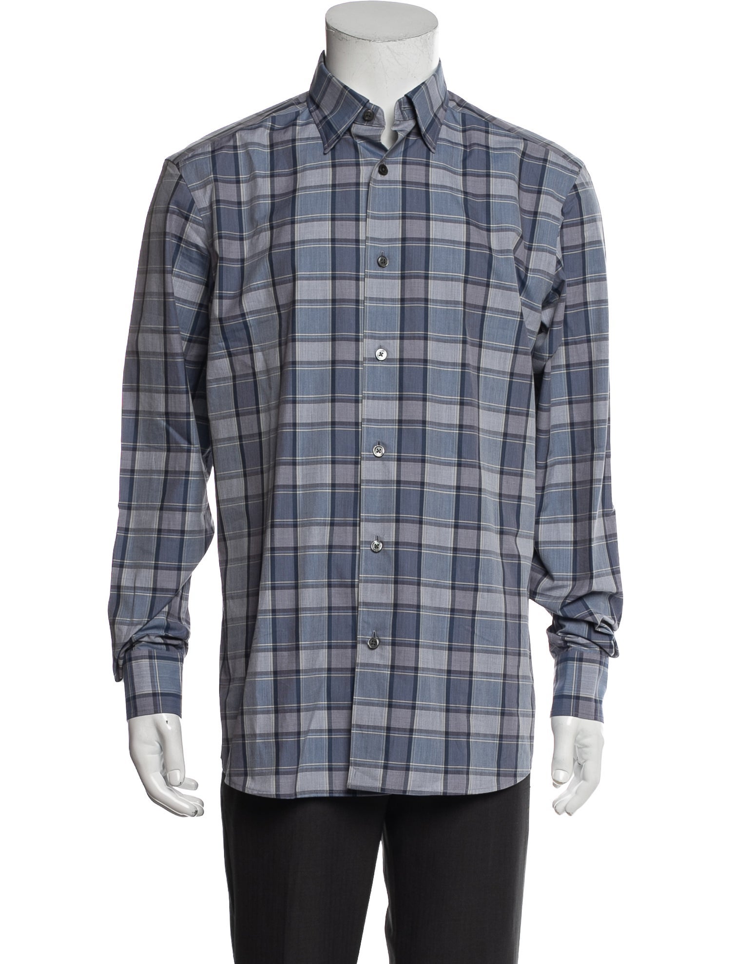 Zegna Plaid Print Long Sleeve Shirt