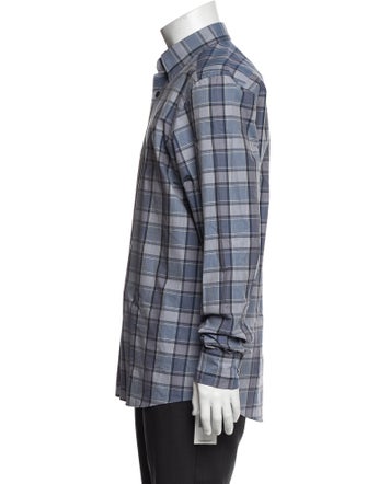 Zegna Plaid Print Long Sleeve Shirt