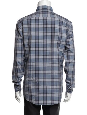 Zegna Plaid Print Long Sleeve Shirt