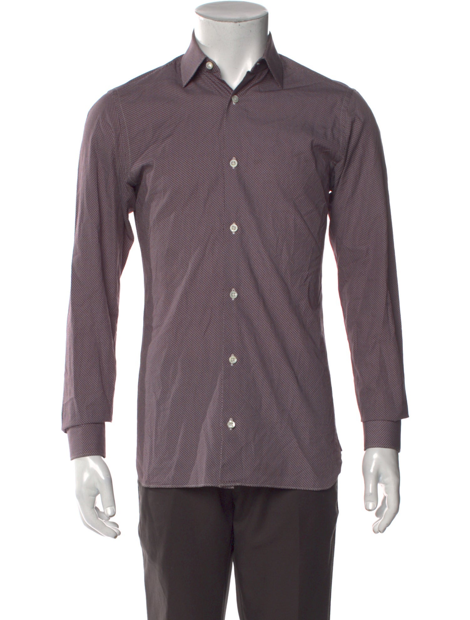 Zegna Polka Dot Print Long Sleeve Dress Shirt