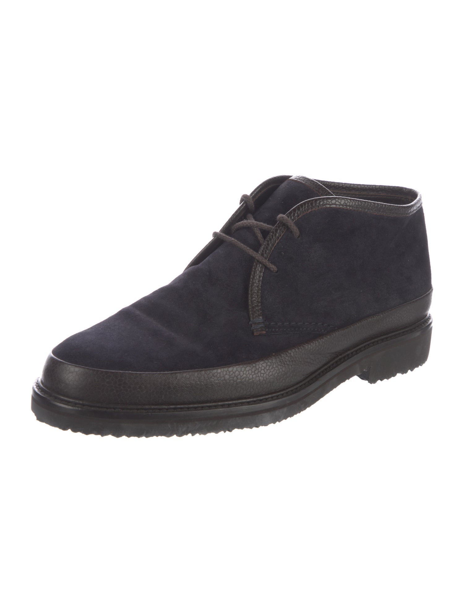 Zegna Suede Leather Trim Embellishment Lace-Up Boots
