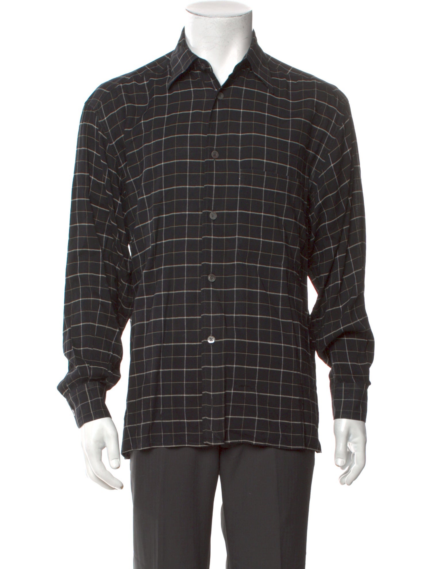 Ermenegildo Zegna Plaid Print Long Sleeve Dress Shirt