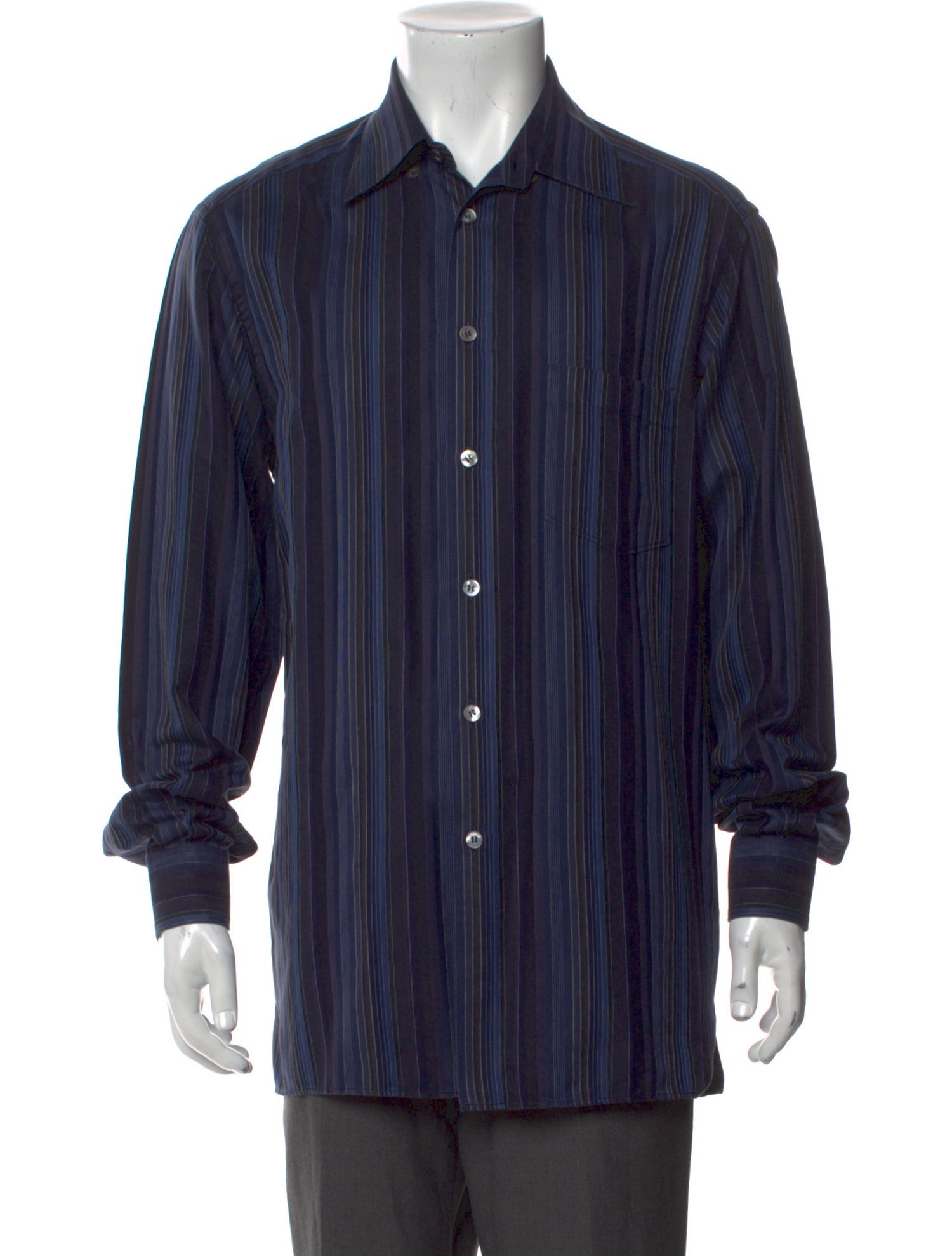 Zegna Striped Long Sleeve Dress Shirt