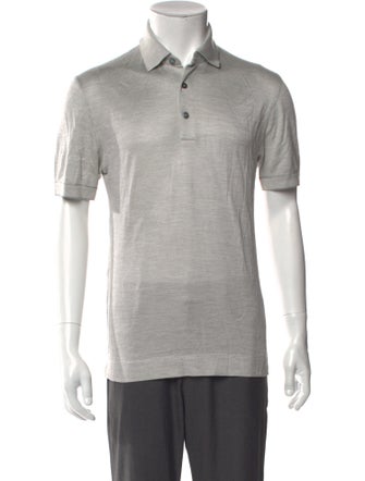 Zegna Silk V-Neck Polo Shirt