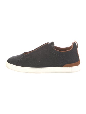 Zegna Wool Colorblock Pattern Sneakers