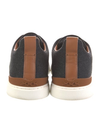 Zegna Wool Colorblock Pattern Sneakers