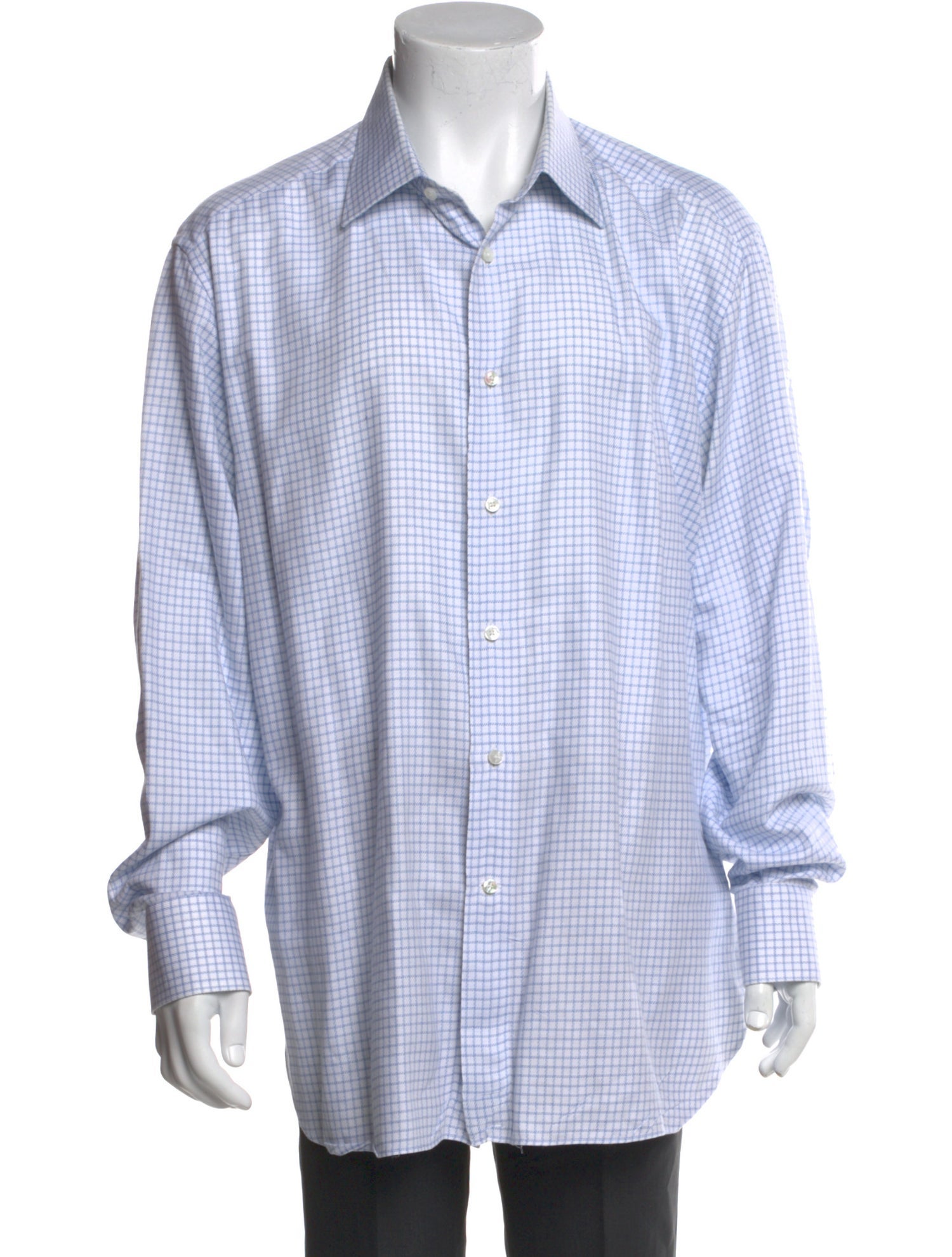 Zegna Plaid Print Long Sleeve Shirt