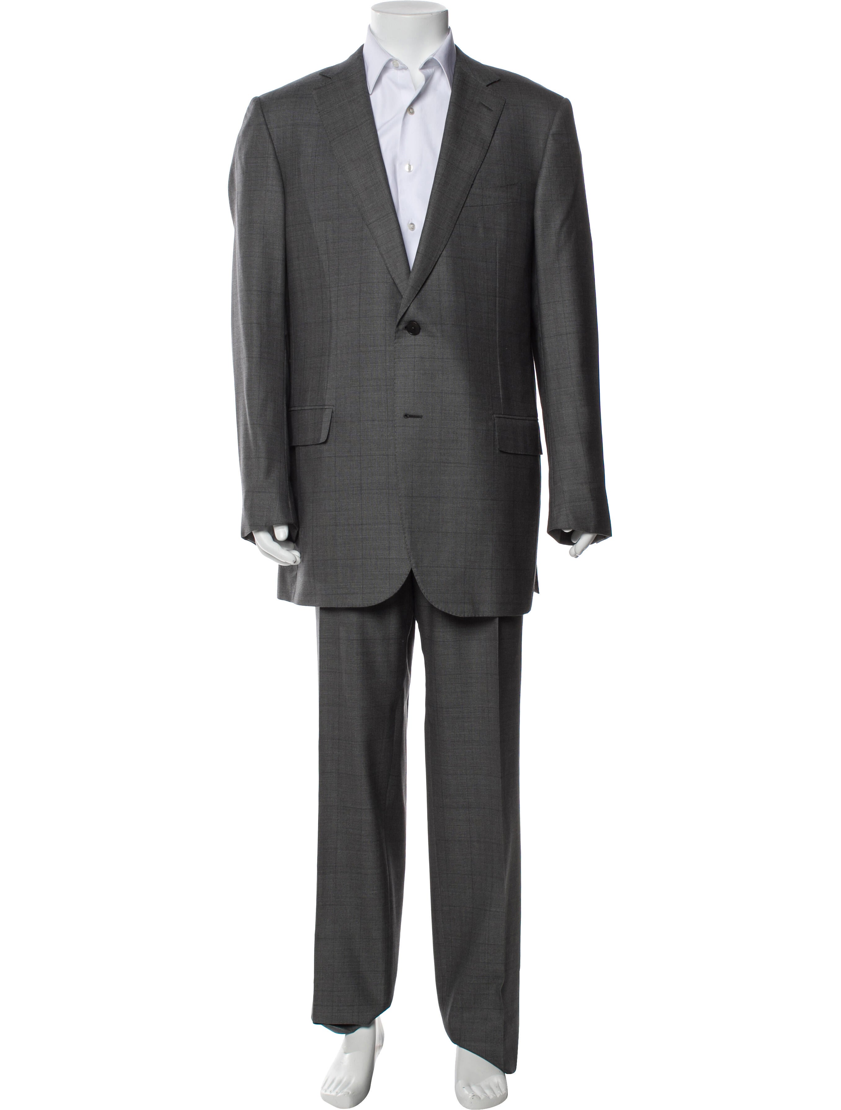 Zegna Wool Plaid Print Two-Piece Suit