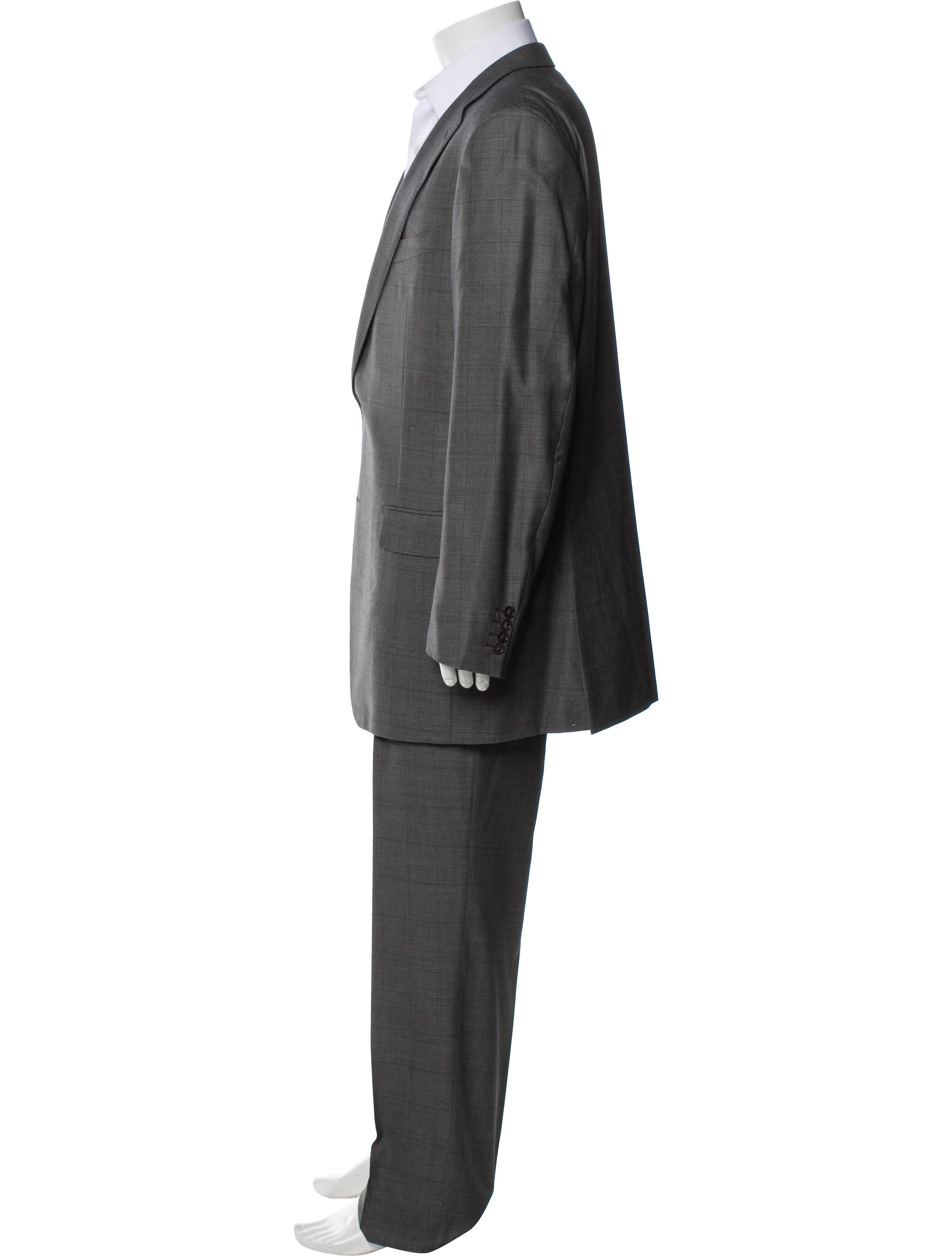 Zegna Wool Plaid Print Two-Piece Suit