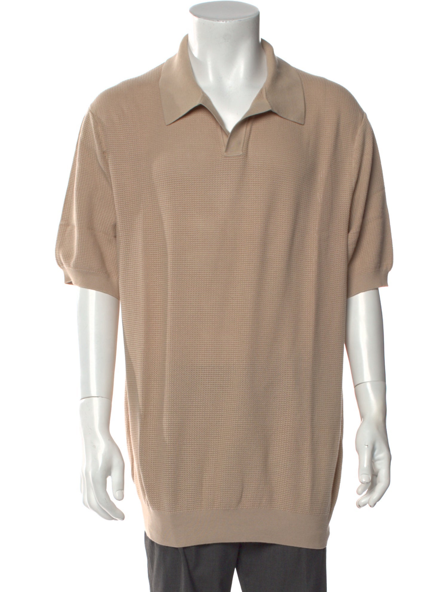 Zegna Mock Neck Three-Quarter Sleeve Polo Sweater