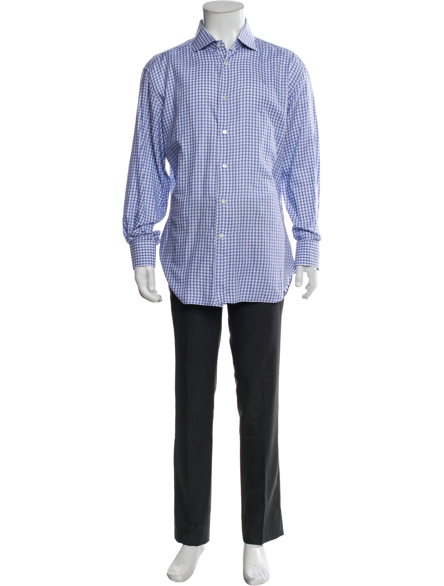 Zegna Plaid Print Long Sleeve Dress Shirt