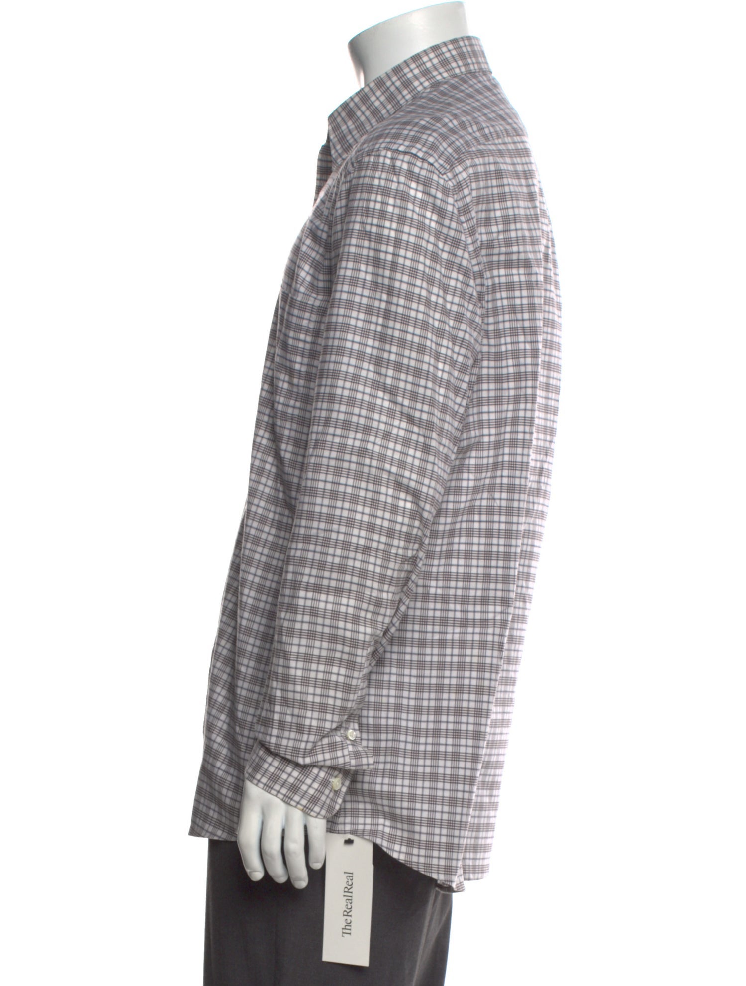Zegna Plaid Print Long Sleeve Dress Shirt