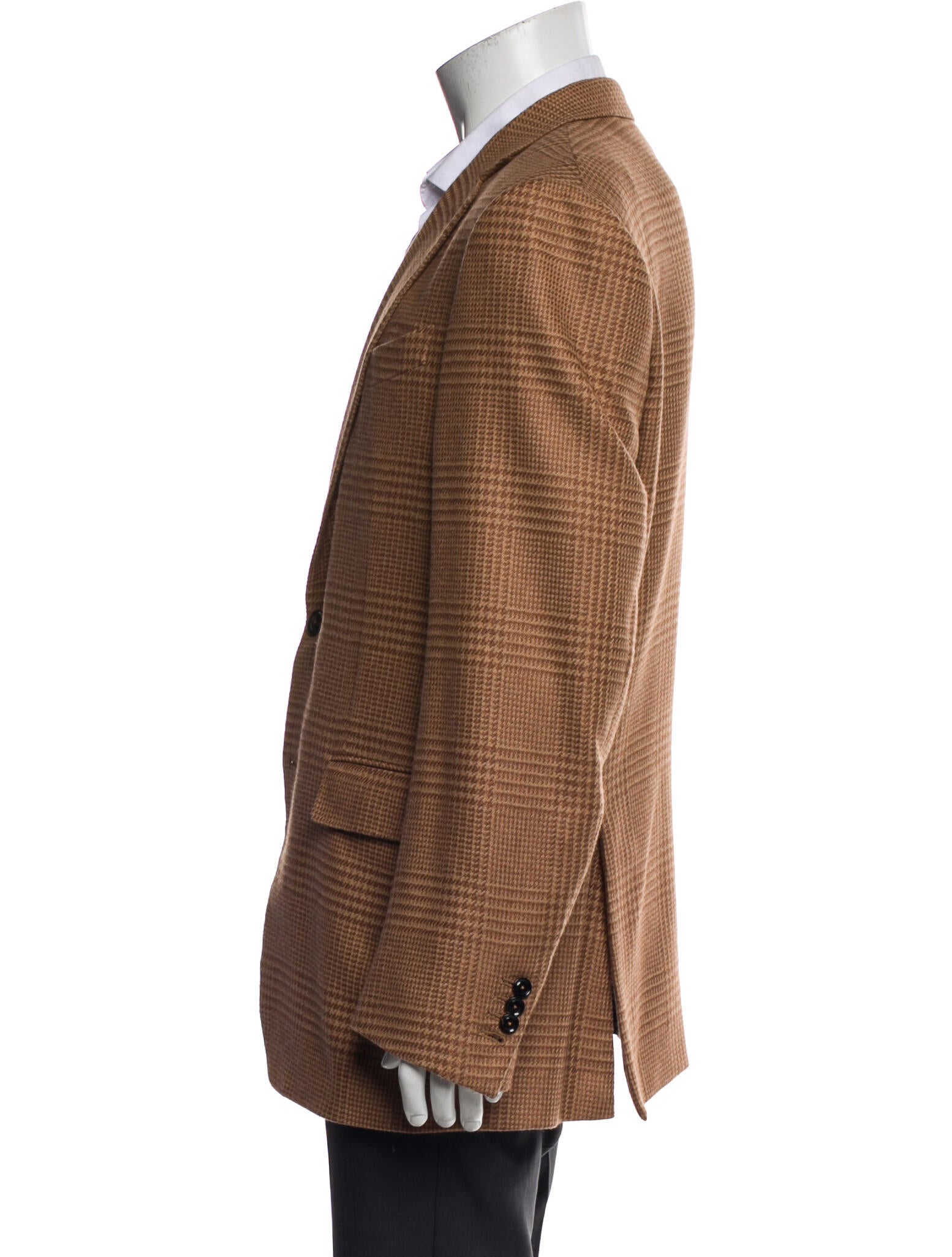 Zegna Camel Hair Houndstooth Print Blazer