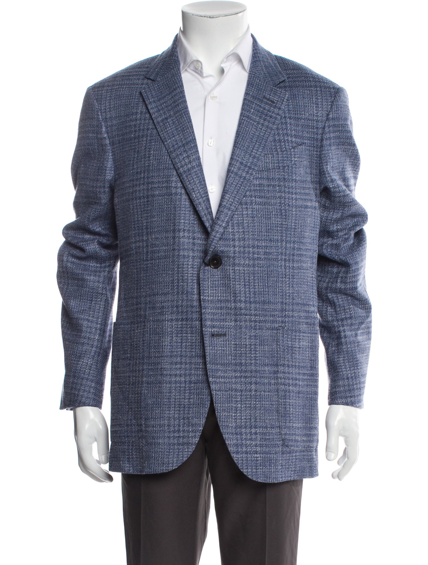 Zegna Wool Plaid Print Blazer