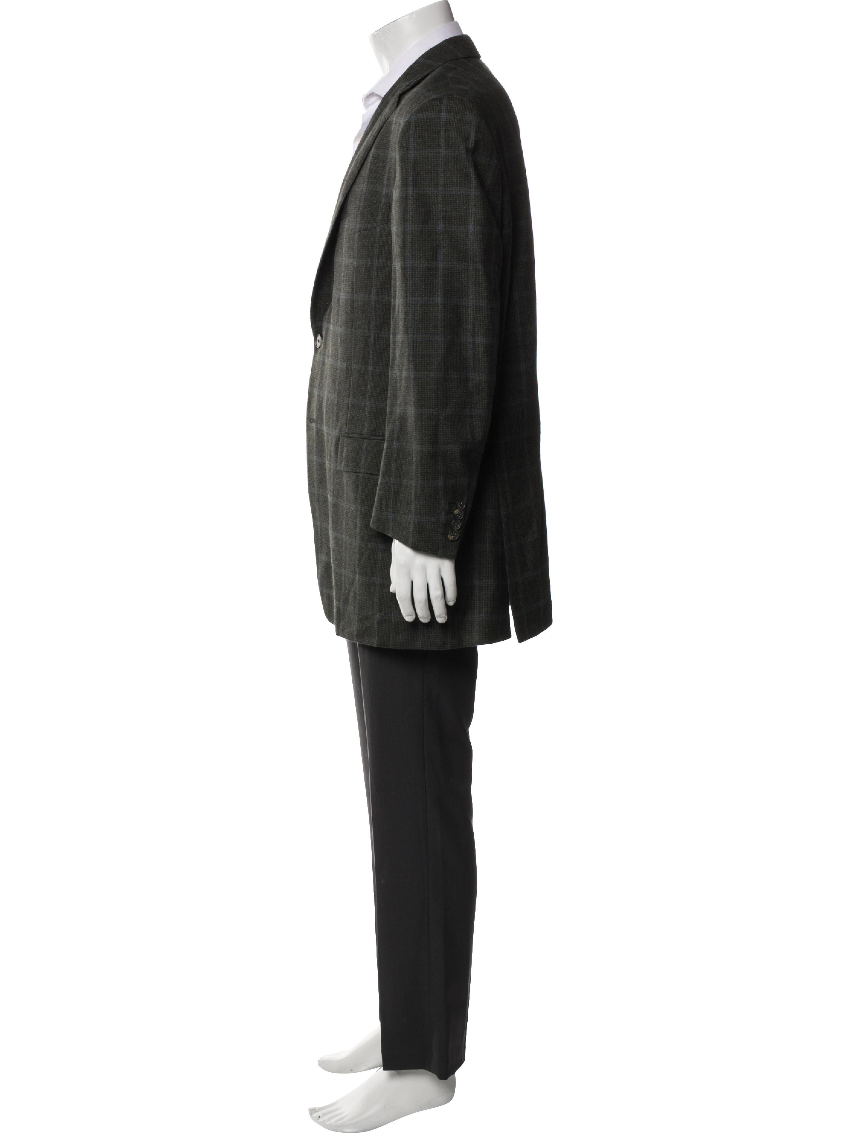 Ermenegildo Zegna Wool Plaid Print Overcoat