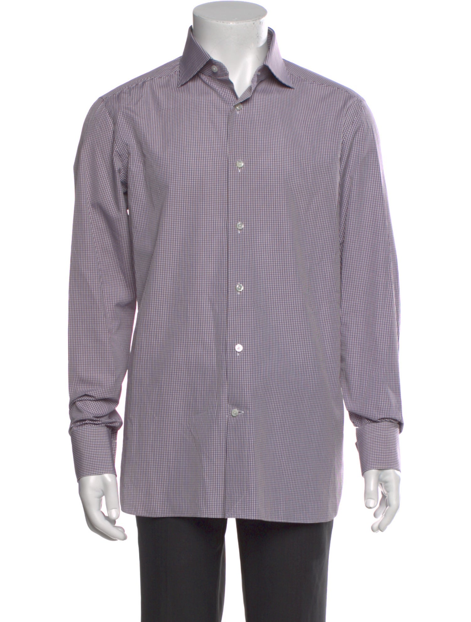 Zegna Plaid Print Long Sleeve Dress Shirt