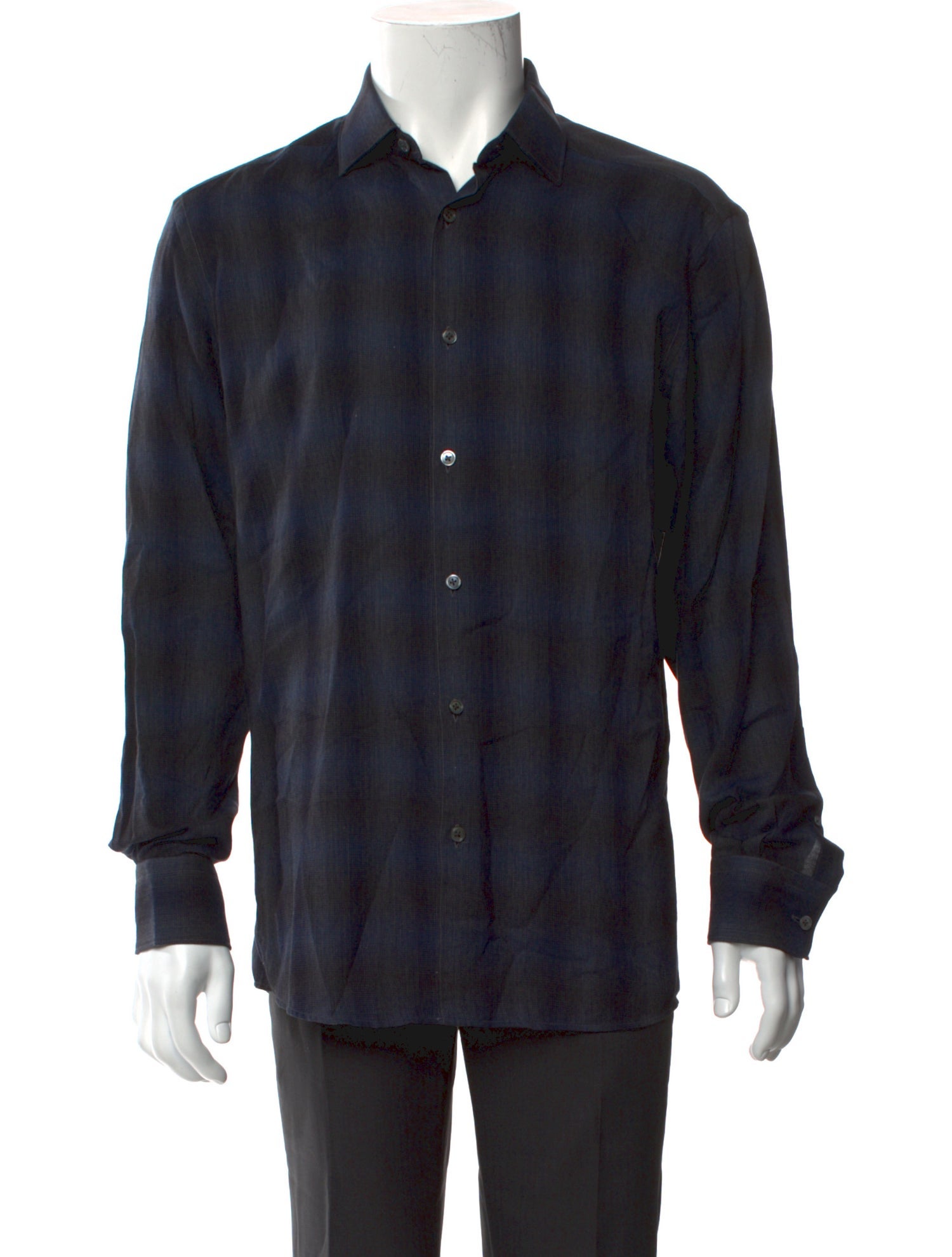 Zegna Plaid Print Long Sleeve Shirt