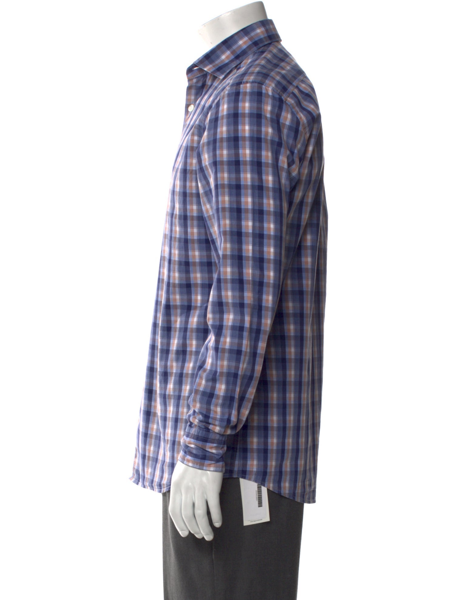 Zegna Plaid Print Long Sleeve Shirt