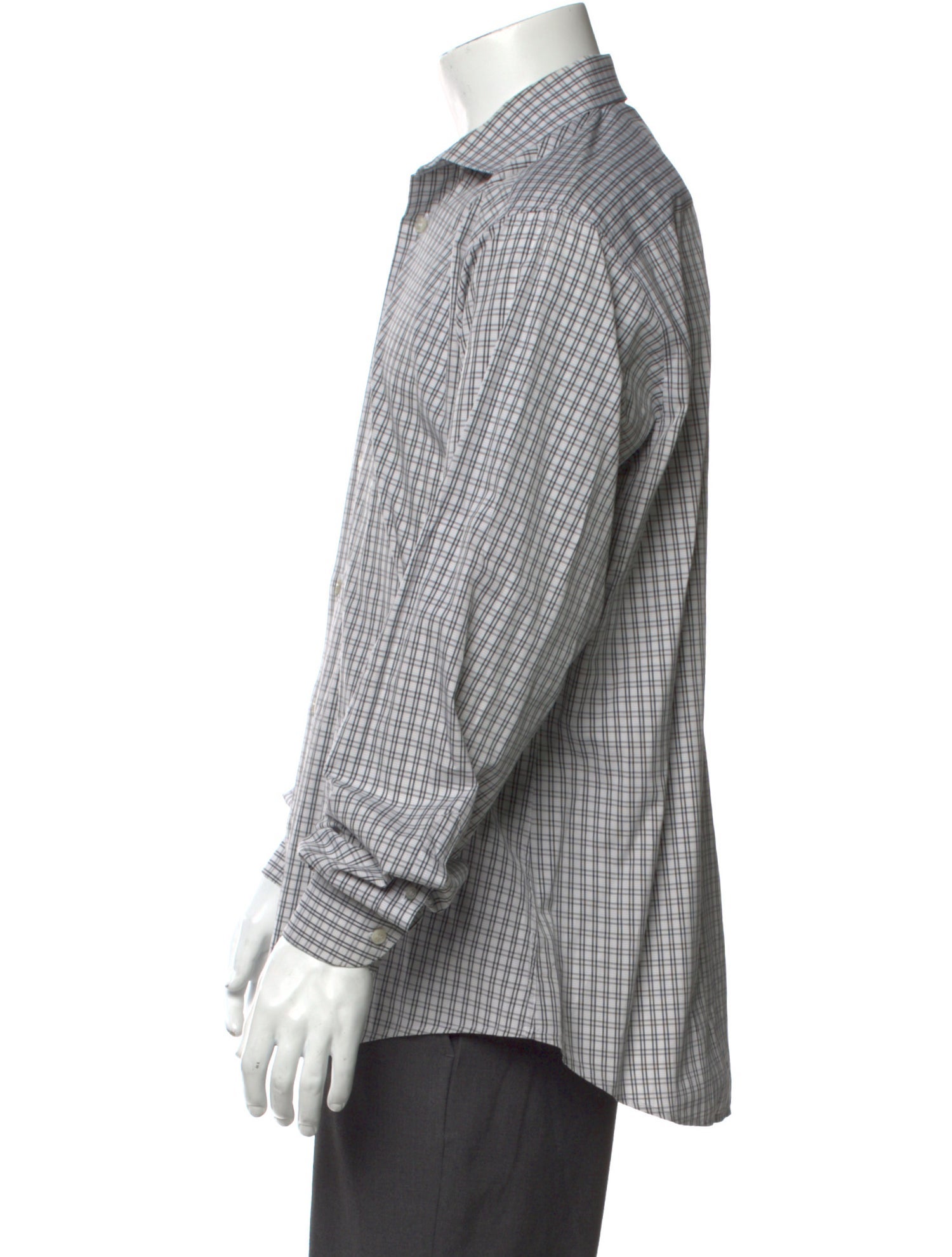 Zegna Plaid Print Long Sleeve Dress Shirt