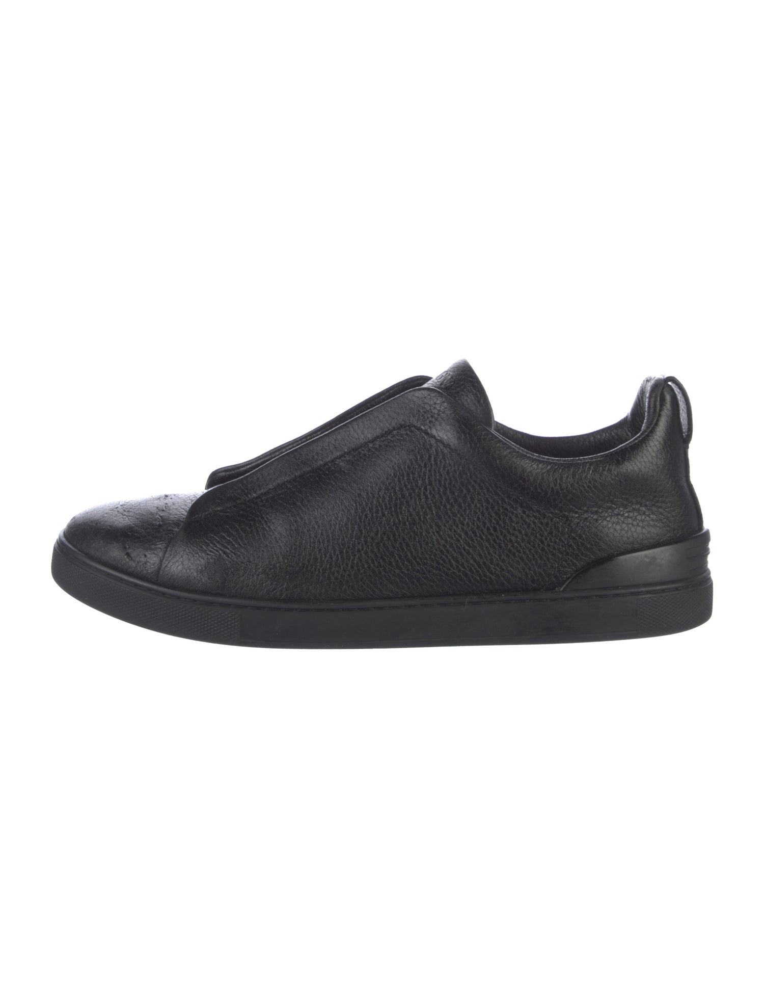 Zegna Leather Grosgrain Trim Sneakers