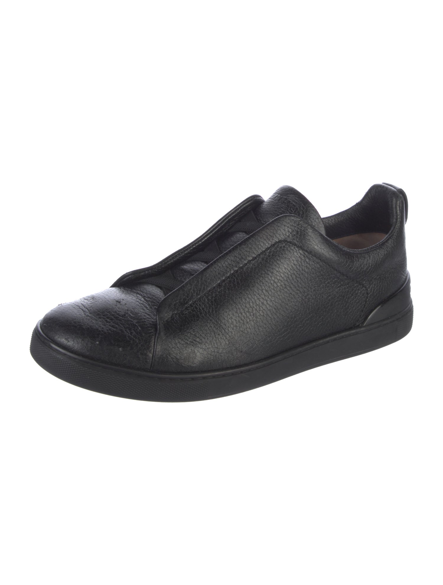Zegna Leather Grosgrain Trim Sneakers