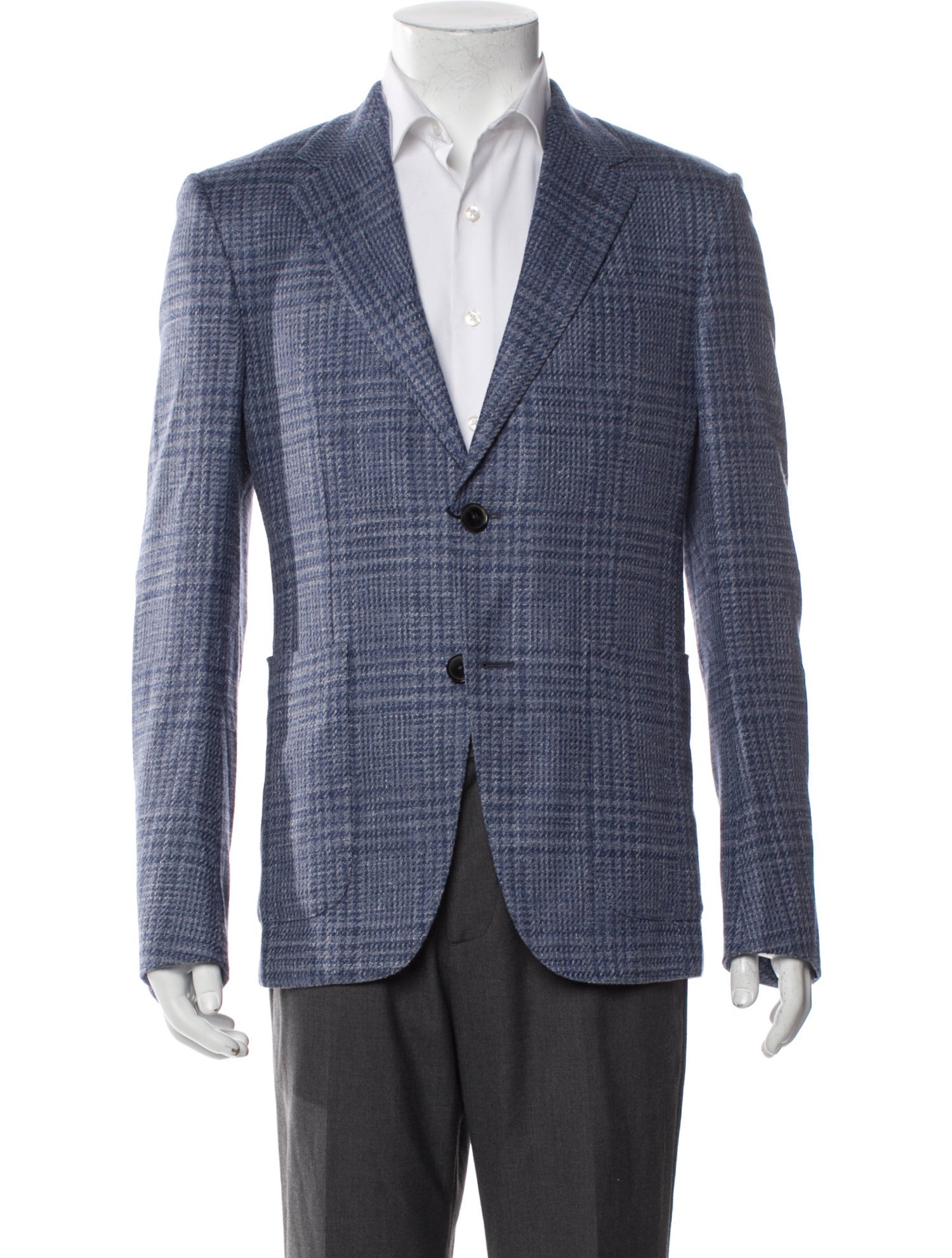 Zegna Wool Plaid Print Sport Coat