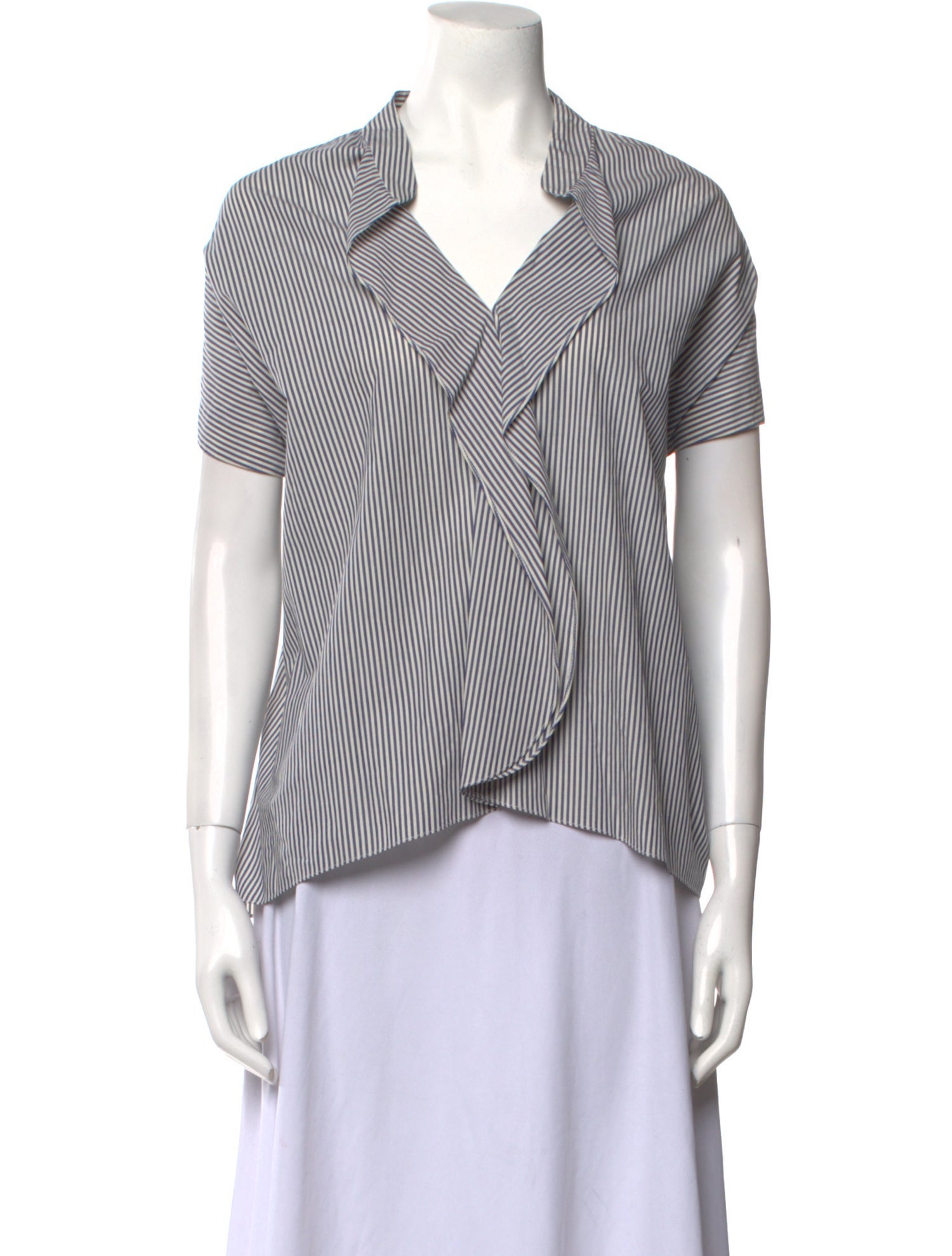 Zero + Maria Cornejo Striped V-Neck Button-Up Top