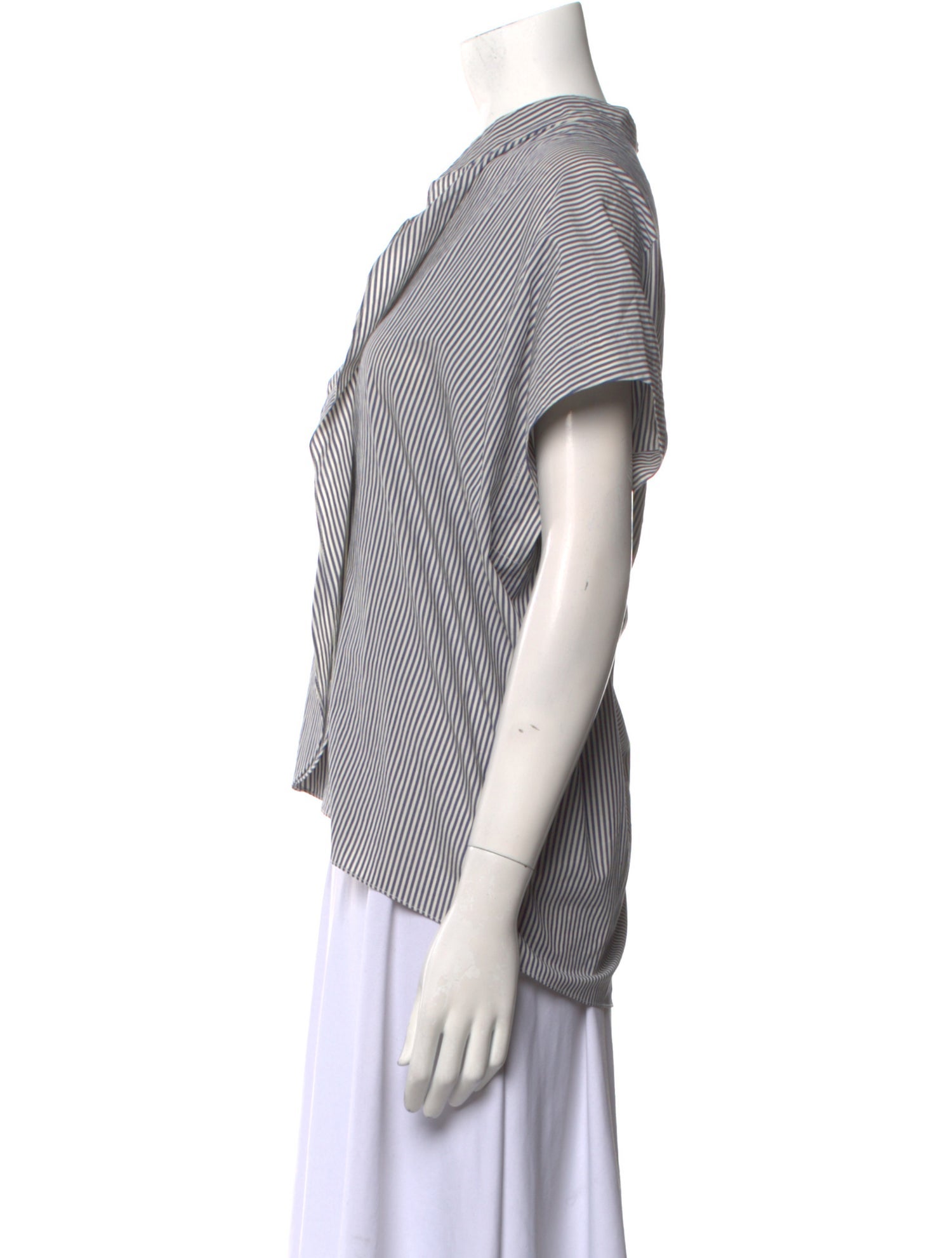 Zero + Maria Cornejo Striped V-Neck Button-Up Top