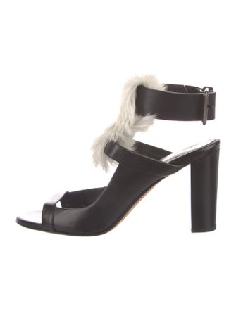 Zero + Maria Cornejo Leather Fur Trim Sandals