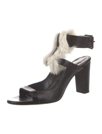 Zero + Maria Cornejo Leather Fur Trim Sandals