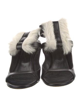 Zero + Maria Cornejo Leather Fur Trim Sandals