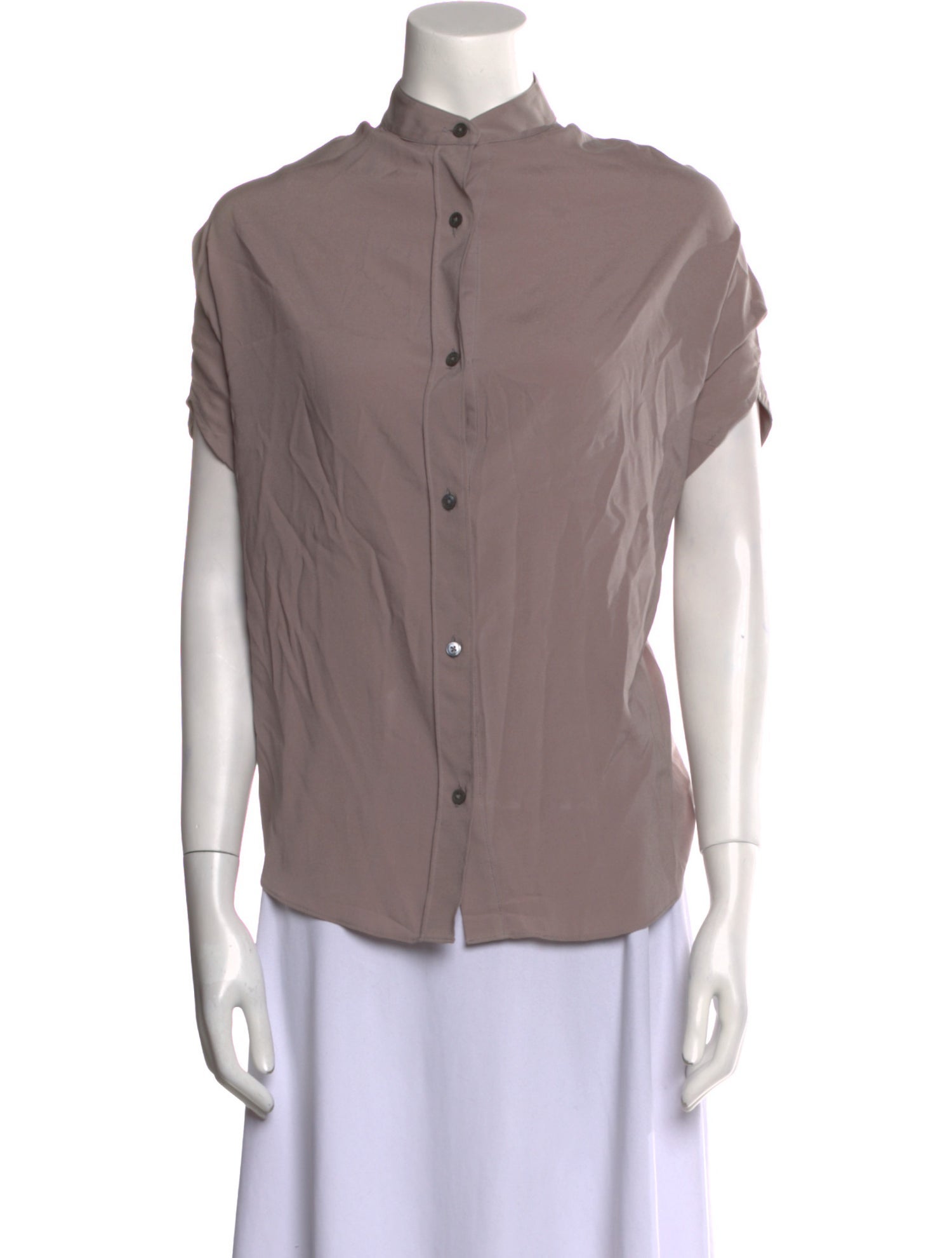 Zero + Maria Cornejo Silk Mock Neck Button-Up Top