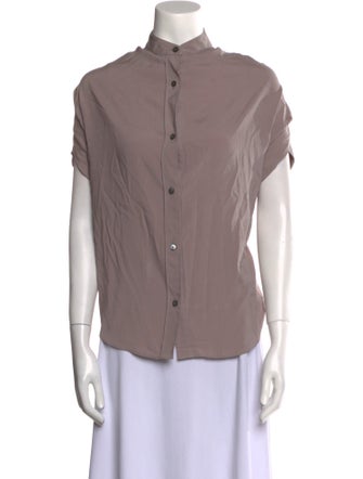 Zero + Maria Cornejo Silk Mock Neck Button-Up Top