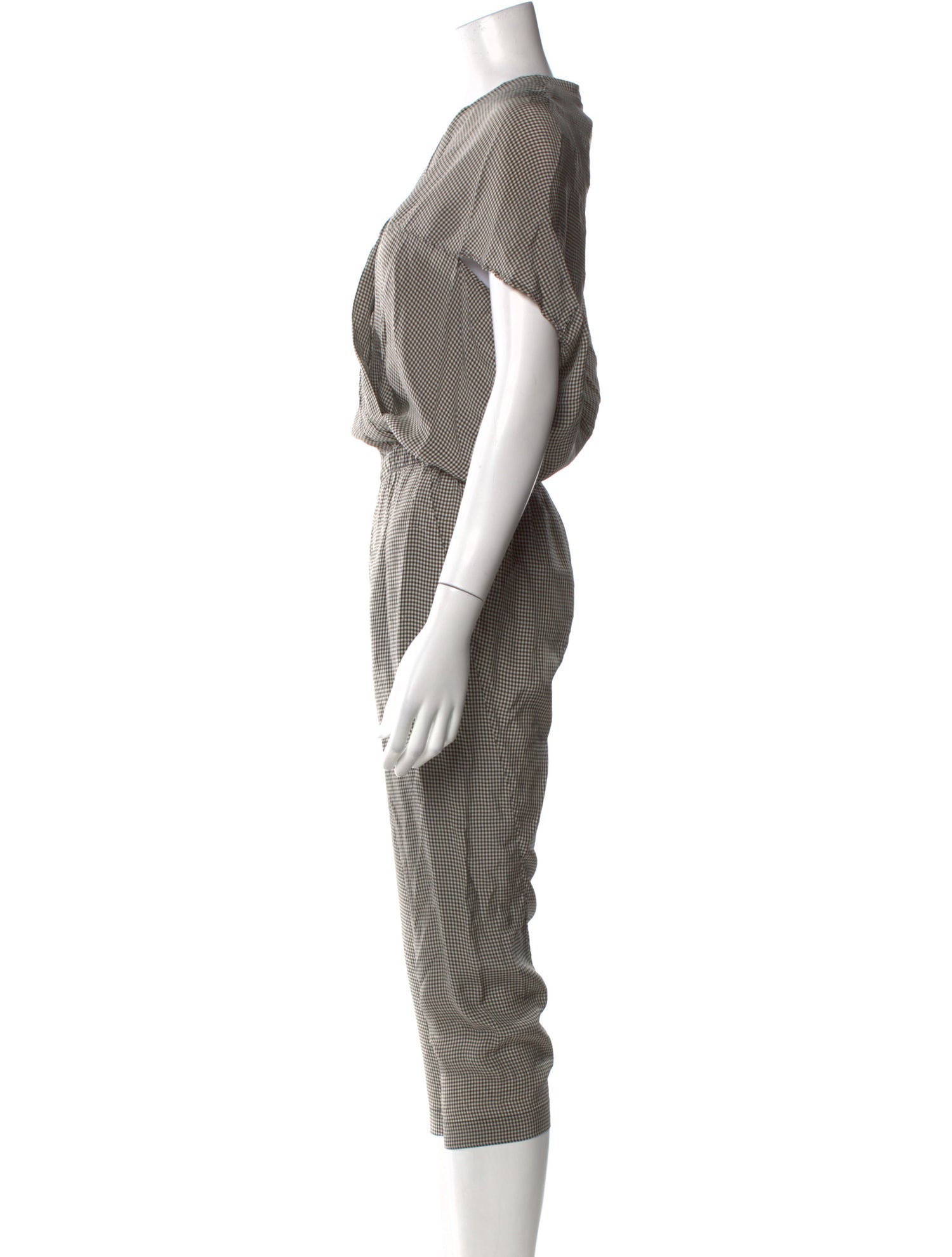 Zero + Maria Cornejo Plaid Print V-Neck Jumpsuit