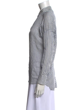 Zero + Maria Cornejo Striped Mock Neck Button-Up Top