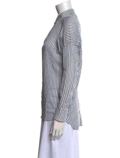 Zero + Maria Cornejo Striped Mock Neck Button-Up Top