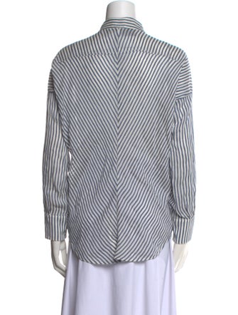 Zero + Maria Cornejo Striped Mock Neck Button-Up Top