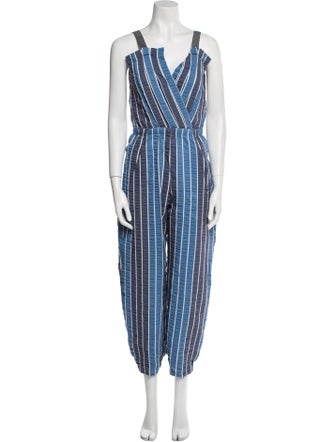 Zero + Maria Cornejo Striped V-Neck Jumpsuit