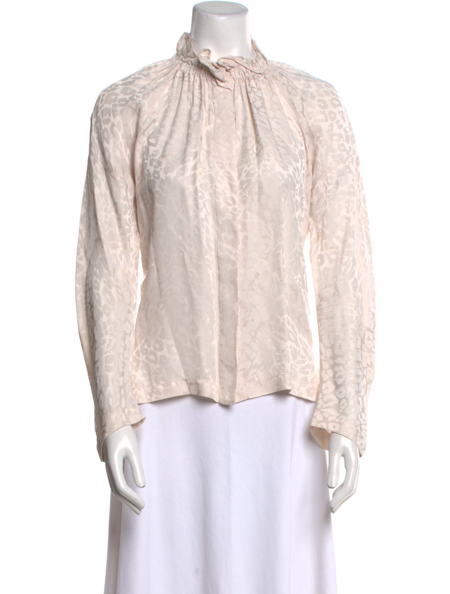 Zero + Maria Cornejo Animal Print Mock Neck Button-Up Top