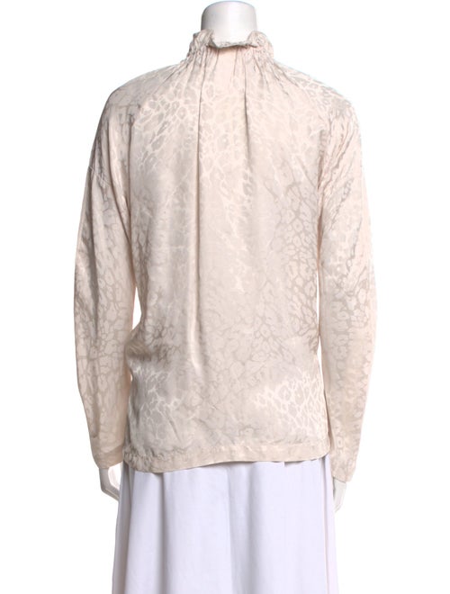 Zero + Maria Cornejo Animal Print Mock Neck Button-Up Top