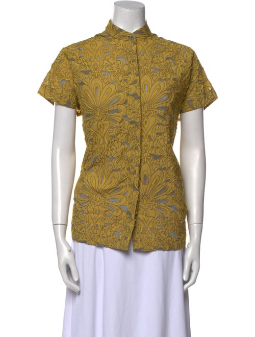 Zero + Maria Cornejo Printed Mock Neck Button-Up Top