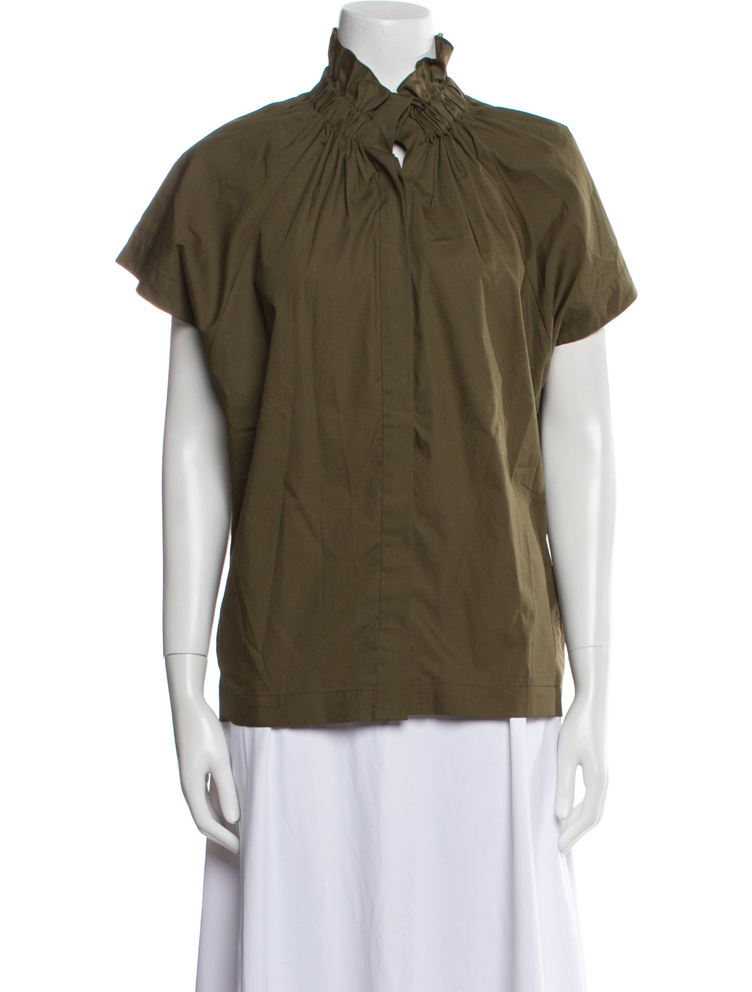 Zero + Maria Cornejo Mock Neck Short Sleeve Blouse