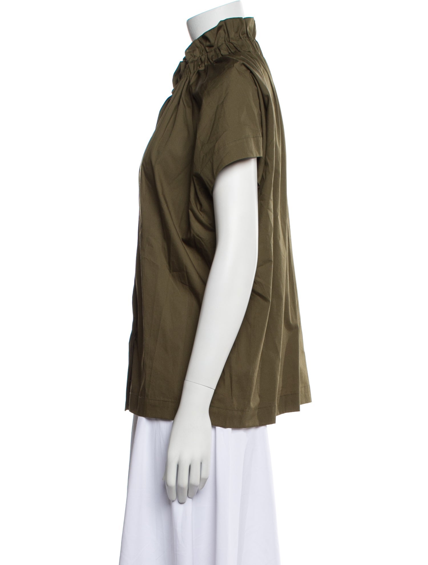 Zero + Maria Cornejo Mock Neck Short Sleeve Blouse