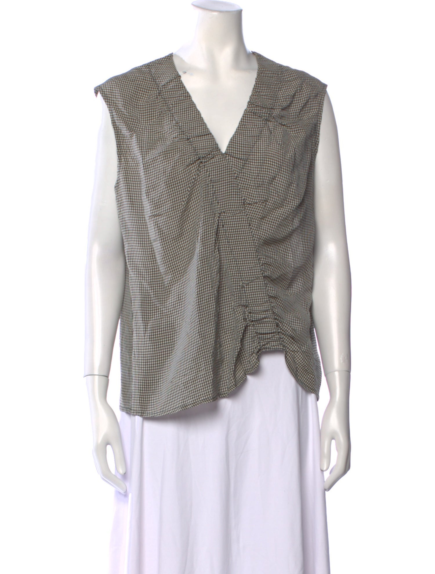 Zero + Maria Cornejo Plaid Print V-Neck Blouse